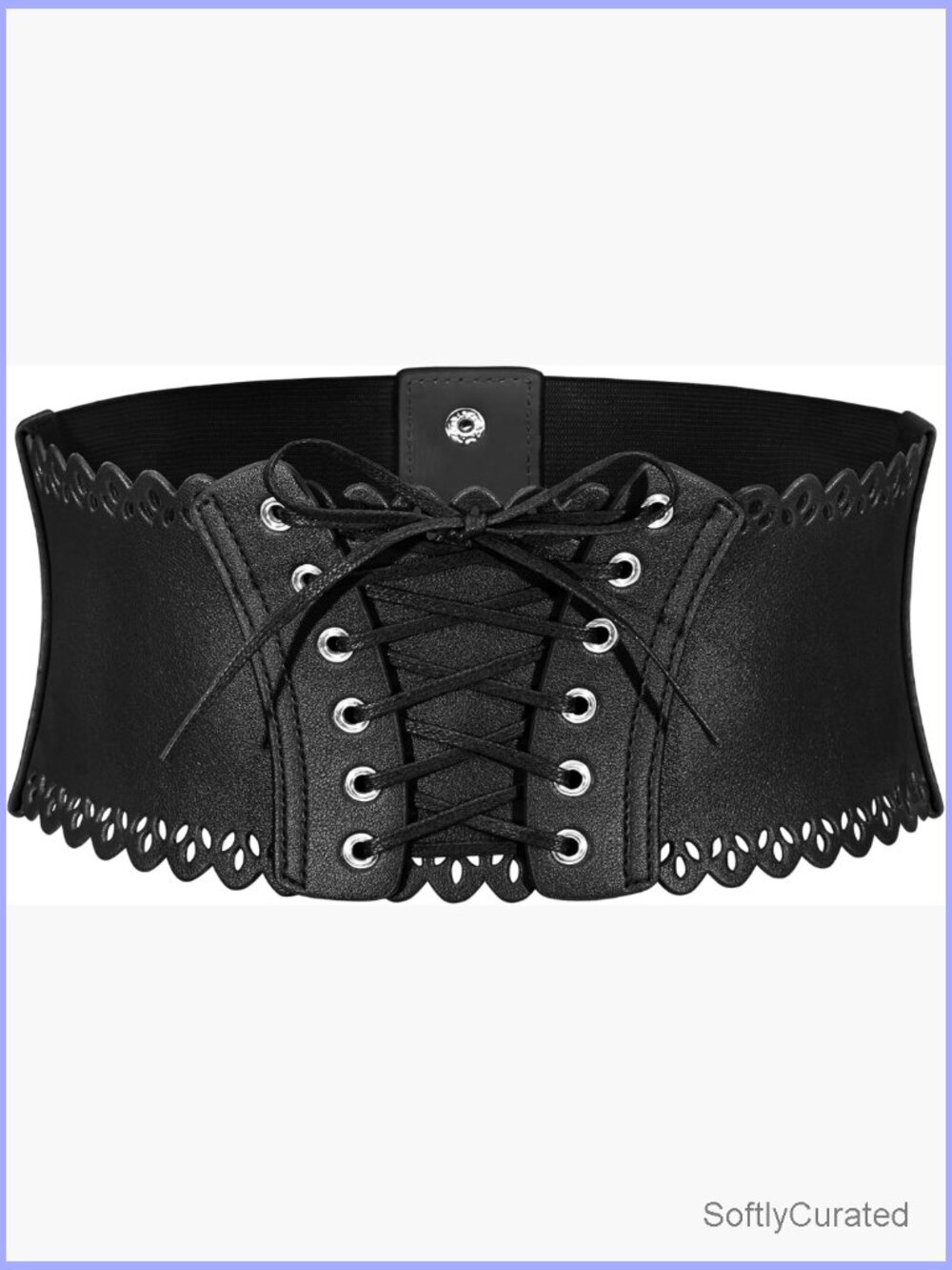 Wide Elastic Leather Corset Belt Lace-Up Cinch Waist Dress Belt